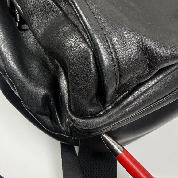 TUMI Brief Pack Backpack Black Leather Laptop Travel Bag 17"x12"x8" - Picture 13 of 14